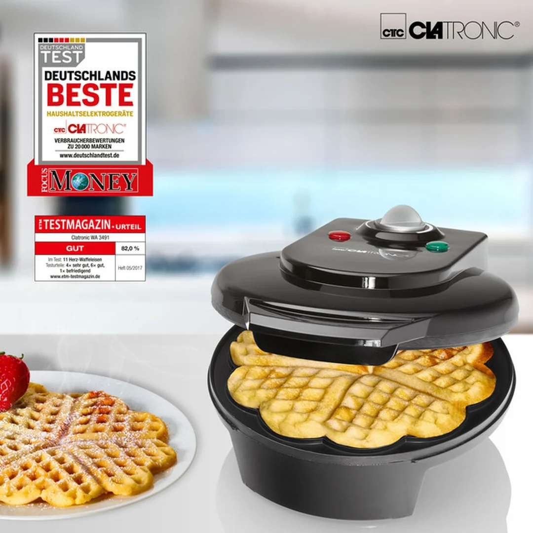 CLATRONIC WA 3491 vaflovač černý srdíčka