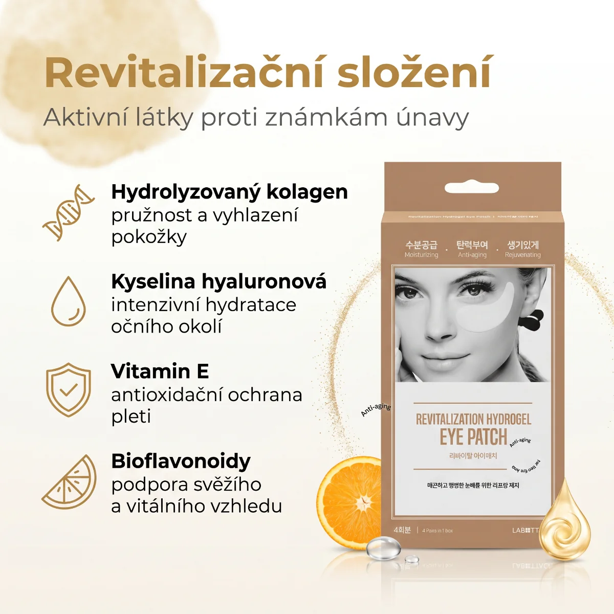 Wooshin Labottach Hydrogelové revitalizující polštářky pod oči 4 páry