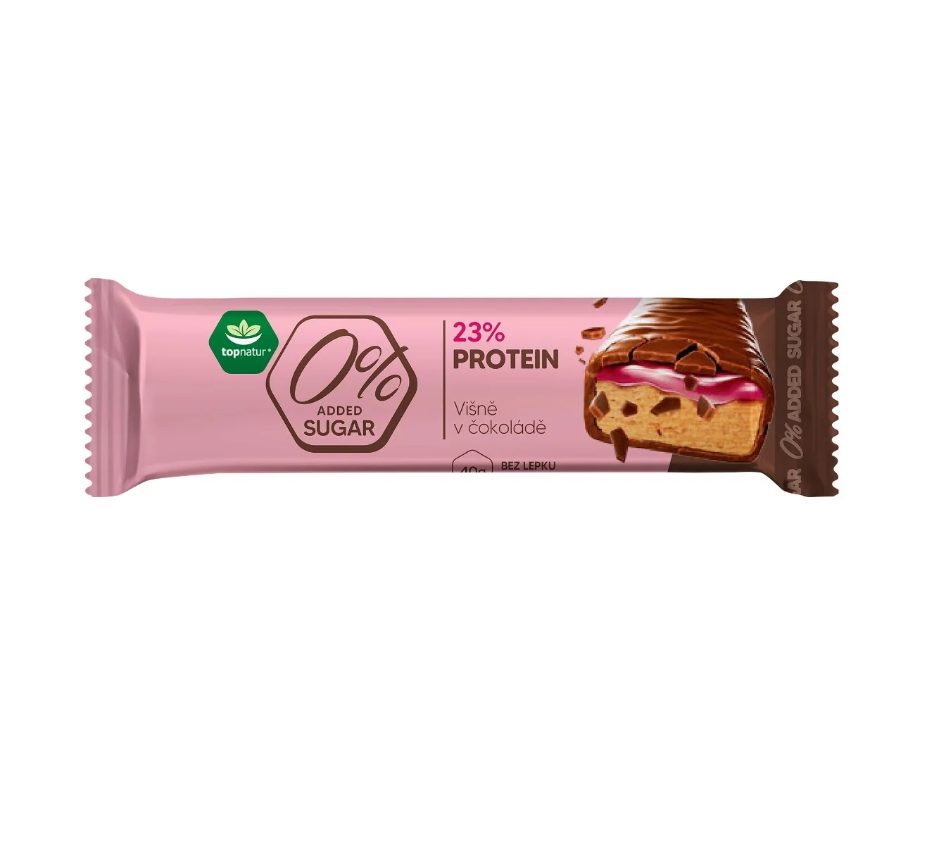 Topnatur 0% Added Sugar Proteinová tyčinka Višně v čokoládě 40 g