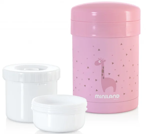 Miniland Termoska Thermic + kelímky na jídlo Pink
