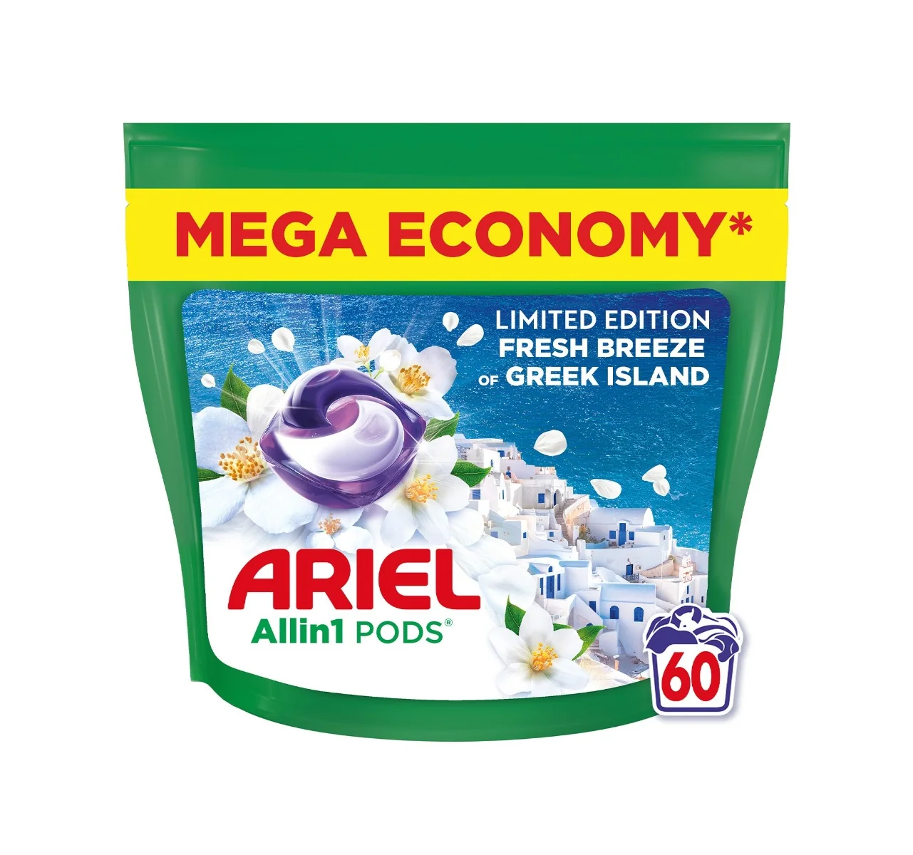 Ariel Fresh Breeze Of Greek Island Allin1 kapsle na praní 60 ks