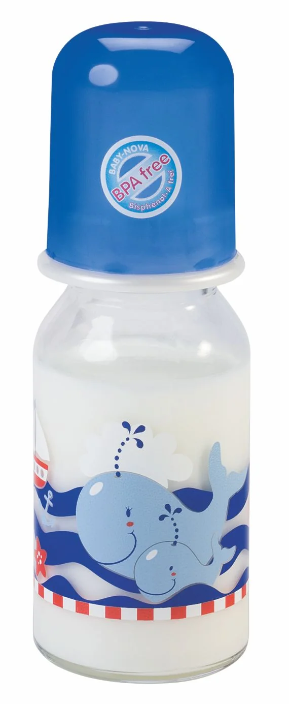 Baby Nova Lahev skleněná s potiskem 125 ml 1 ks