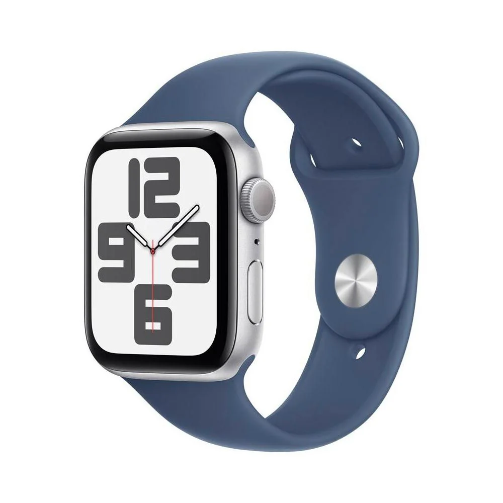 Apple Watch SE 44 mm M/L sport band chytré hodinky silver/denim
