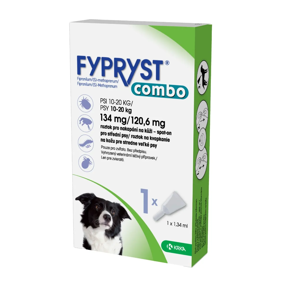 Fypryst Combo spot-on pro střední psy 10-20 kg 134 mg/120,6 mg roztok pro nakapání na kůži 1x1,34 ml