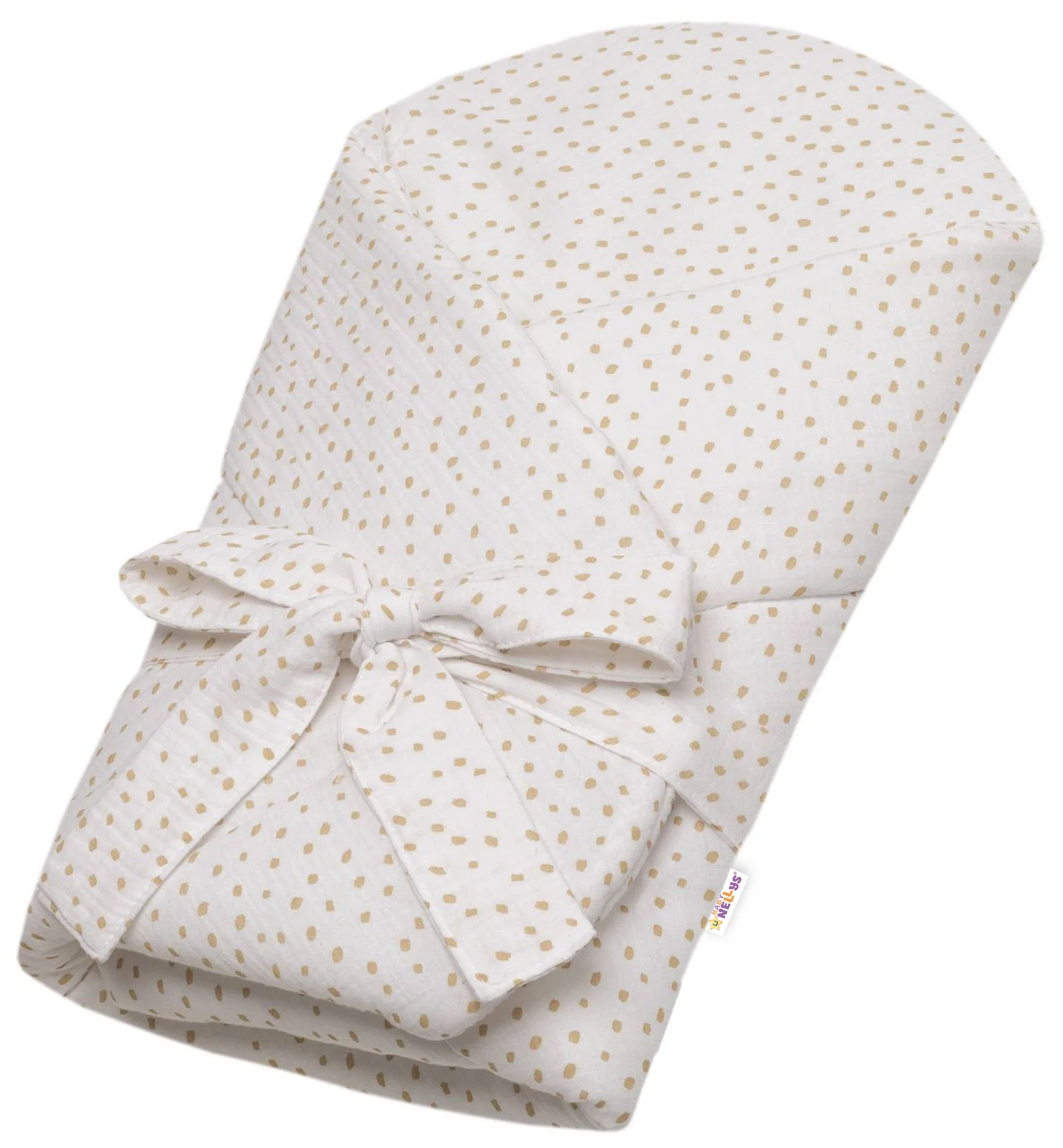 Baby Nellys Mušelinová zavinovačka s výztuží  DOTS, bílá