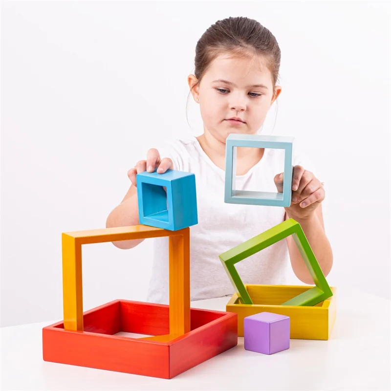 Bigjigs Toys Dřevěné skládací čtverce