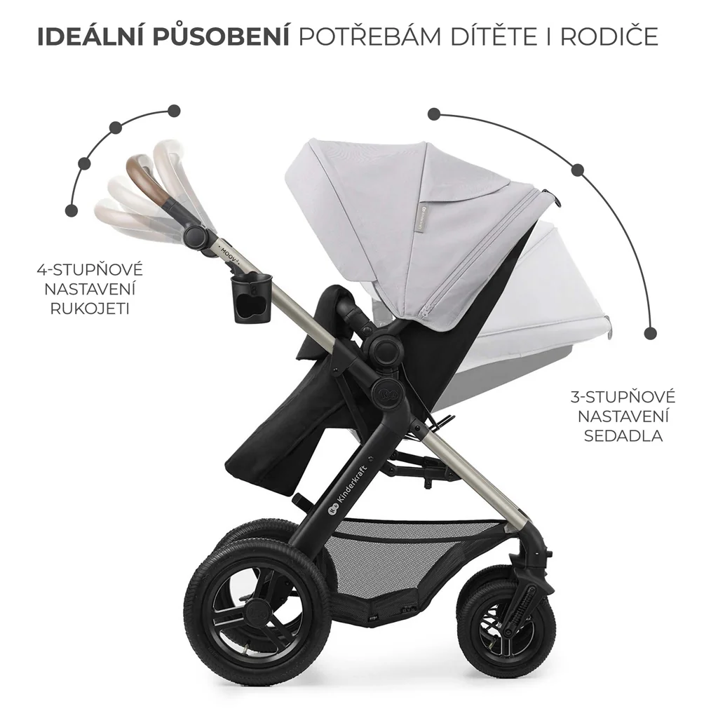 Kinderkraft Kočárek kombinovaný Moov 2 Air 3v1 Moonlight Grey