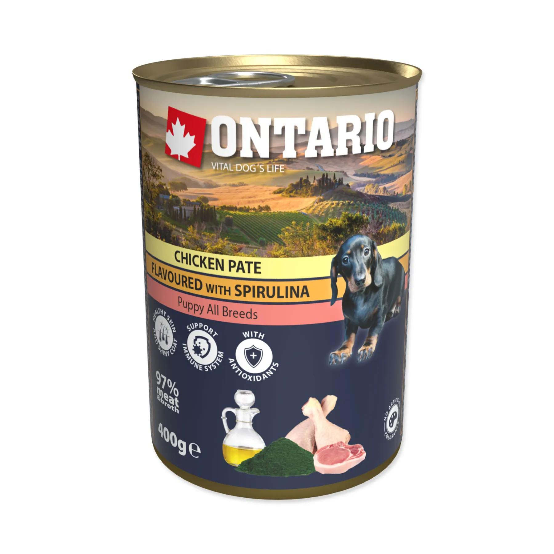 Ontario Puppy Kuřecí paté se spirulinou konzerva 400 g