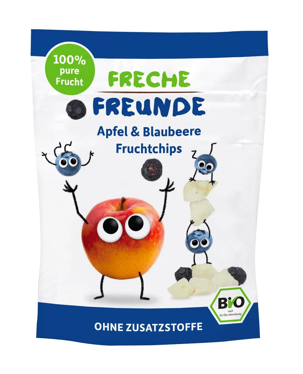 Freche Freunde BIO Ovocné chipsy jablko a borůvka 16 g