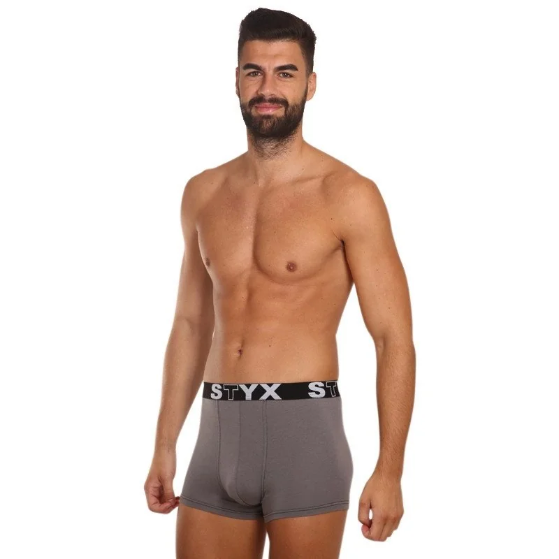 Styx 3PACK pánské boxerky sportovní guma tmavě šedé (3G1063) XXL