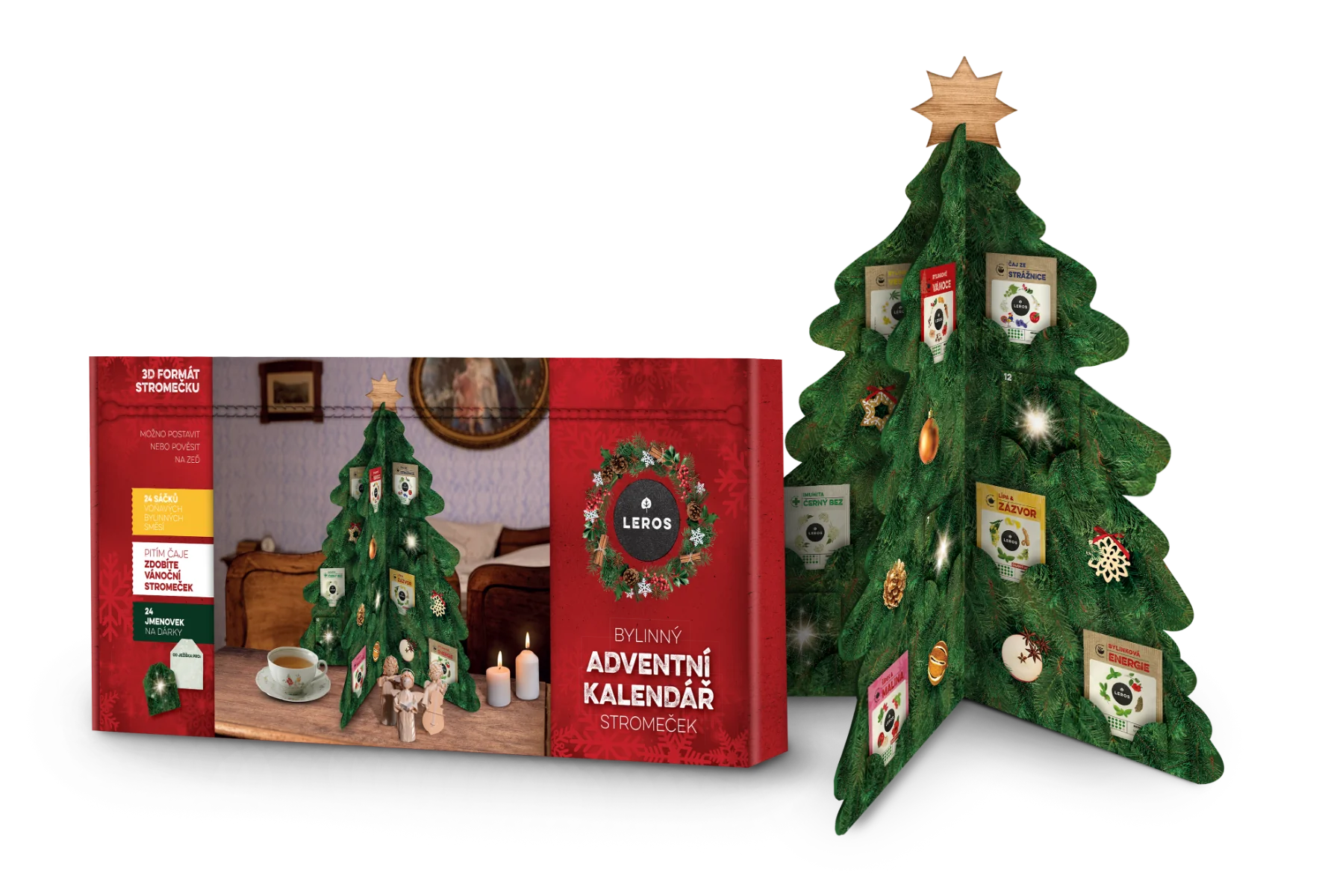 Leros Bylinný adventní kalendář stromeček 24 sáčků