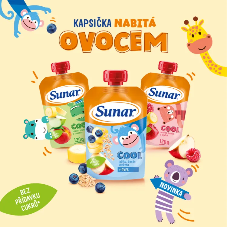 Sunar Cool ovoce Malina, banán, jablko kapsička 120 g