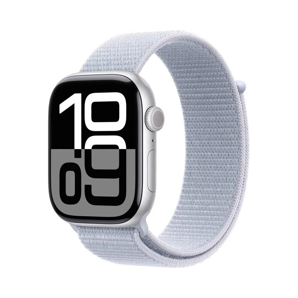 Apple Watch S10 42 mm sport loop chytré hodinky silver/blue cloud