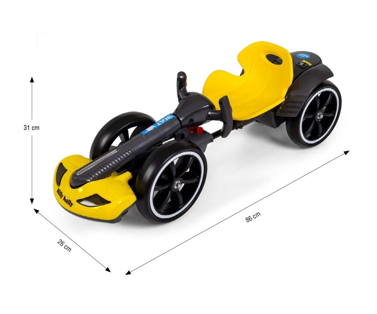 Milly Mally Elektrický gokart BOLT s dálkovým ovládáním, LED, Bluetooth, žlutá