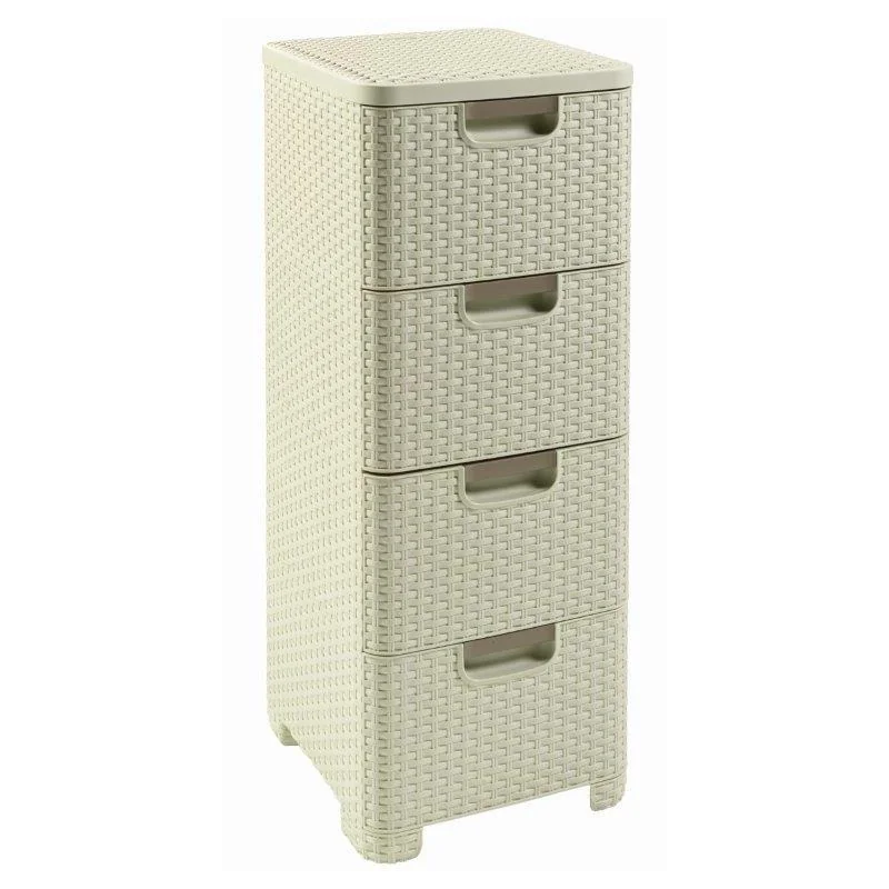 Curver Regál Style 4x14L se zásuvkami krémově bílý