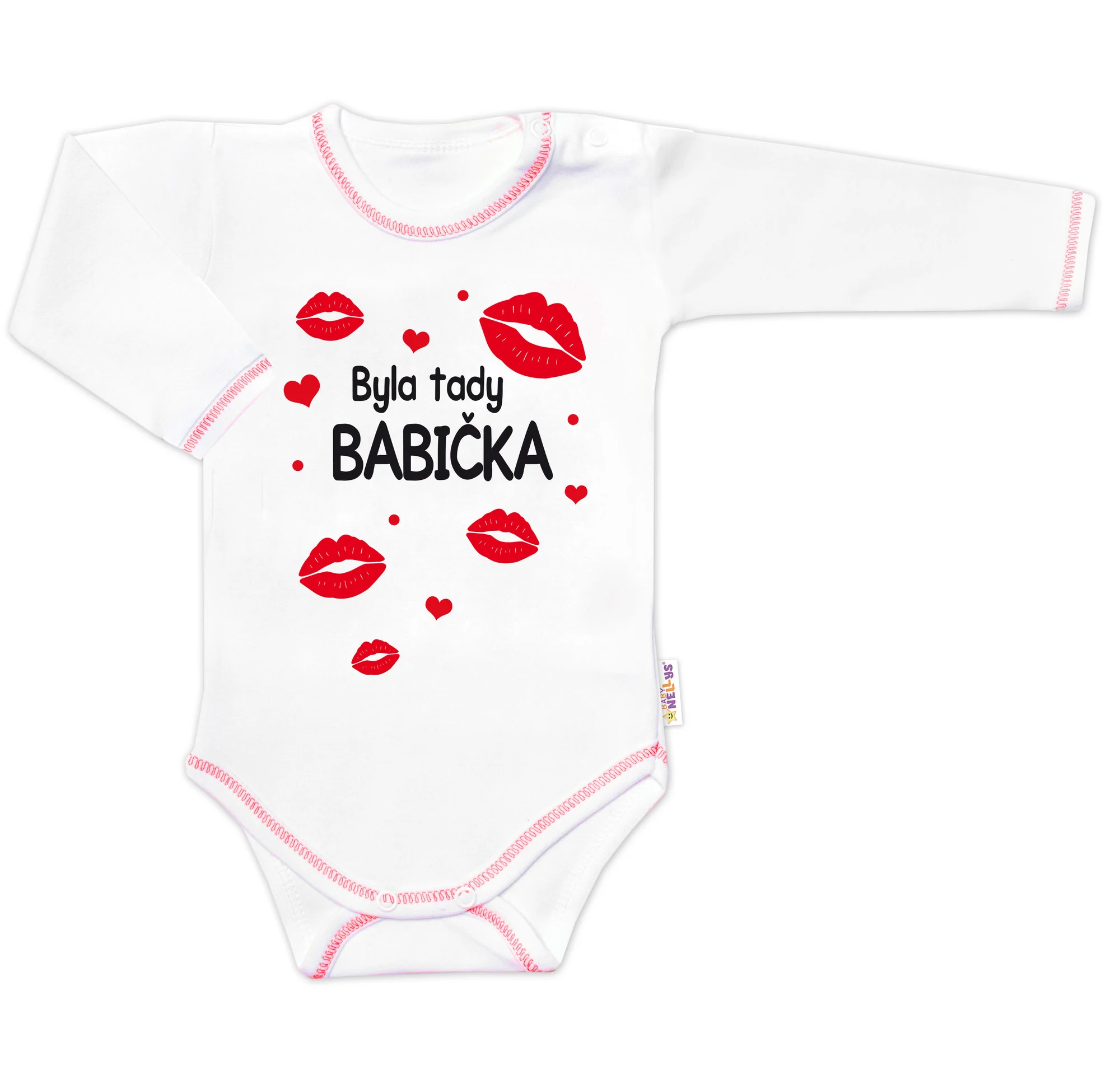 Baby Nellys Body dlouhý rukáv s vtipným textem, Byla tady babička, vel. 86