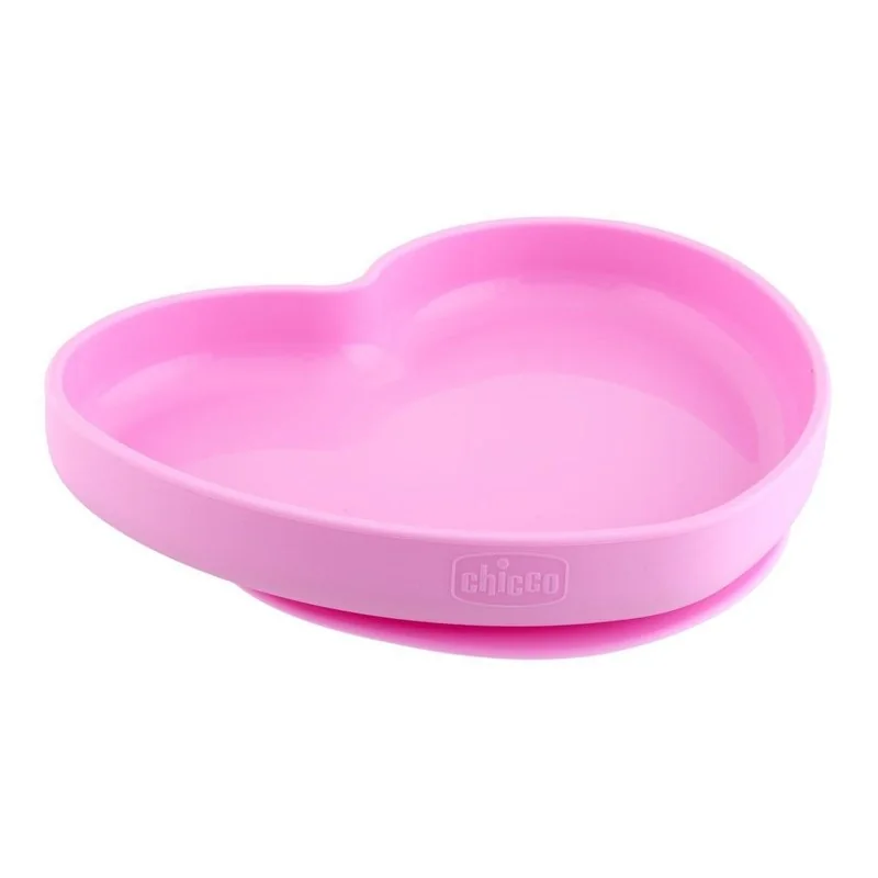 Chicco Talíř silikonový srdíčko, růžová 9m+