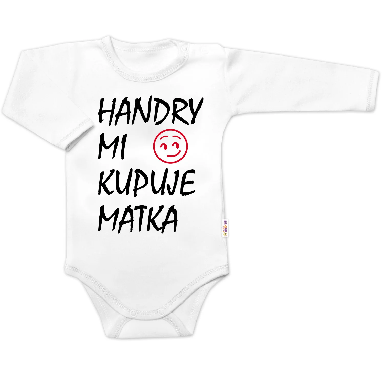 Baby Nellys Body dlouhý rukáv Handry mi kupuje matka,  bílé vel.  86