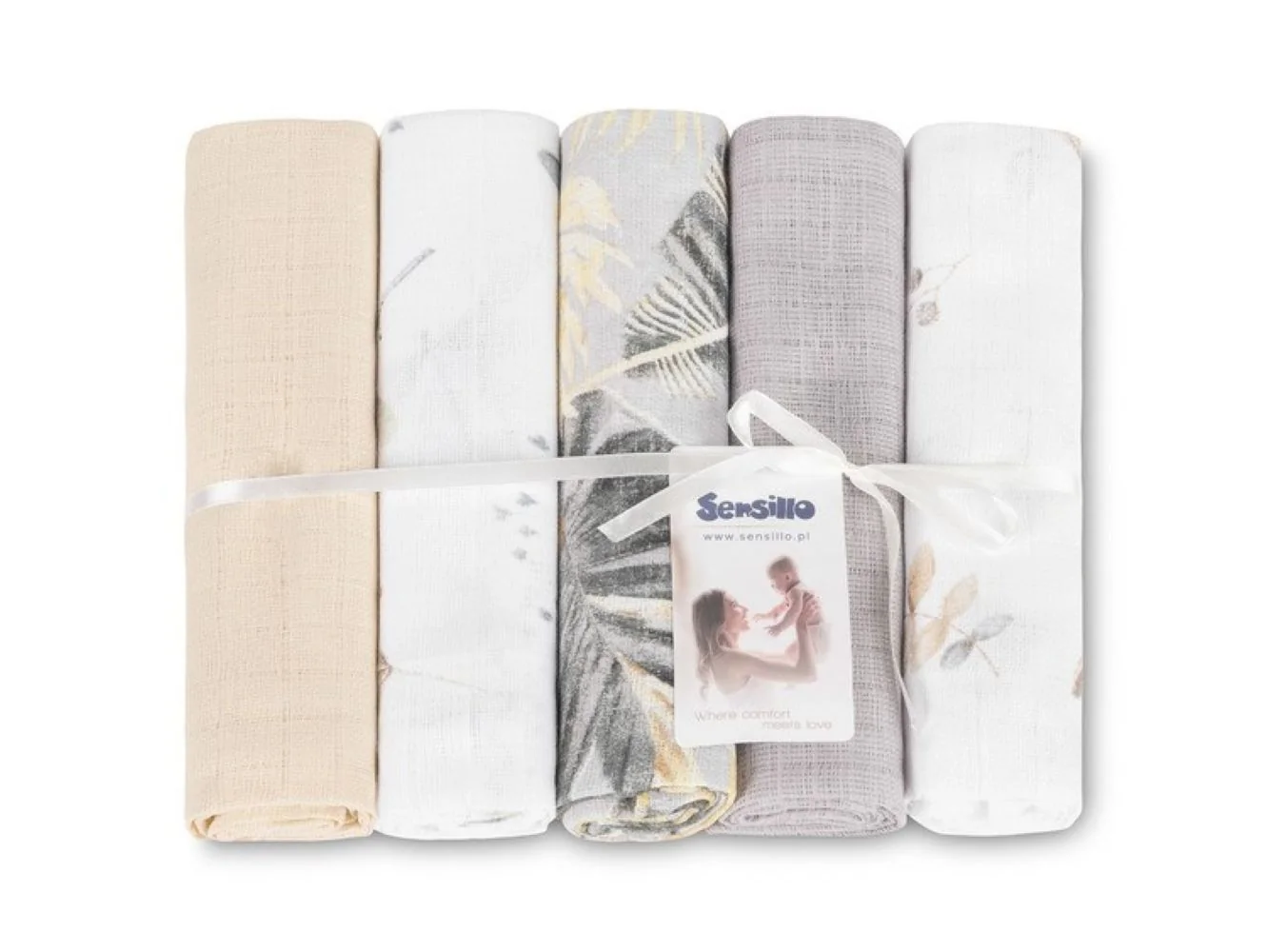 SENSILLO Tetra pleny Basic 70×80 cm Floral grey - sada 5 ks, 100% bavlna