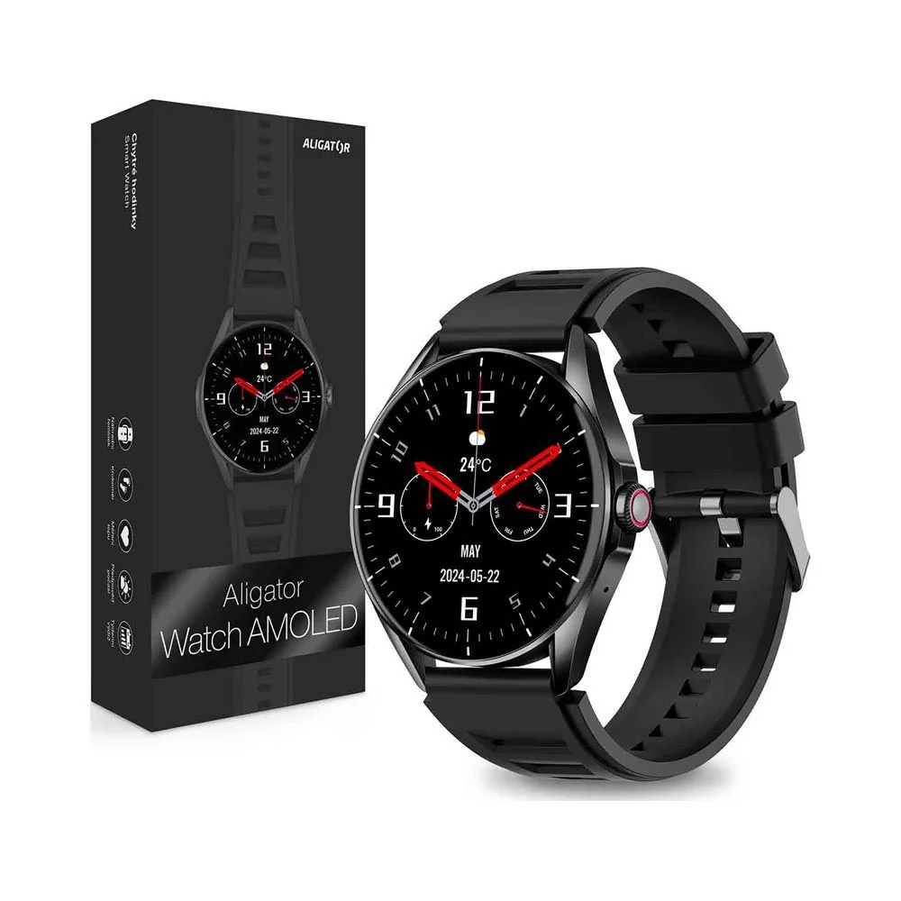 Aligator Smart Watch AMOLED chytré hodinky black