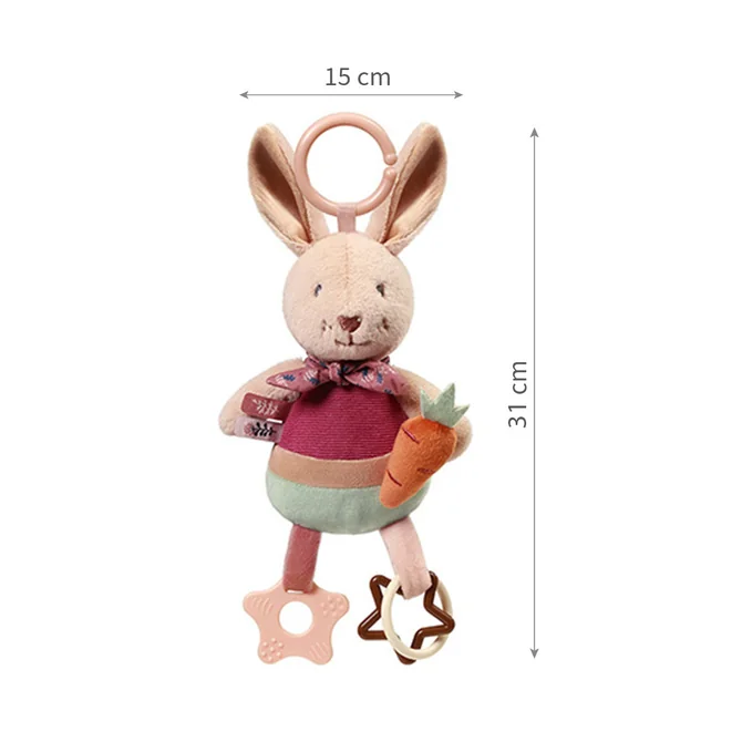 Babyono Závěsná senzorická hračka Rabbit Karo – chrastítko, kousátko