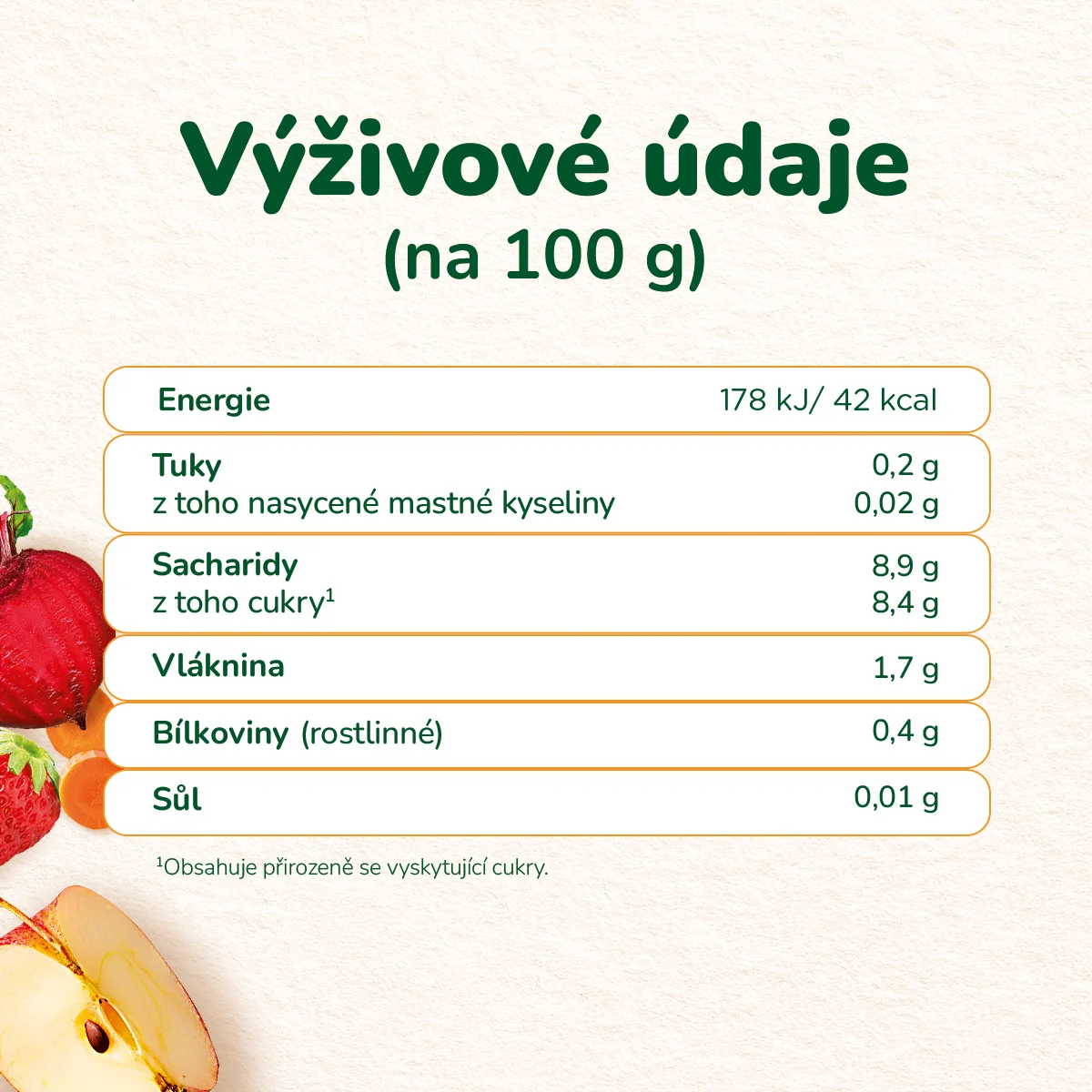 Sunar BIO Jablko, jahoda, červená řepa, mrkev kapsička 100 g