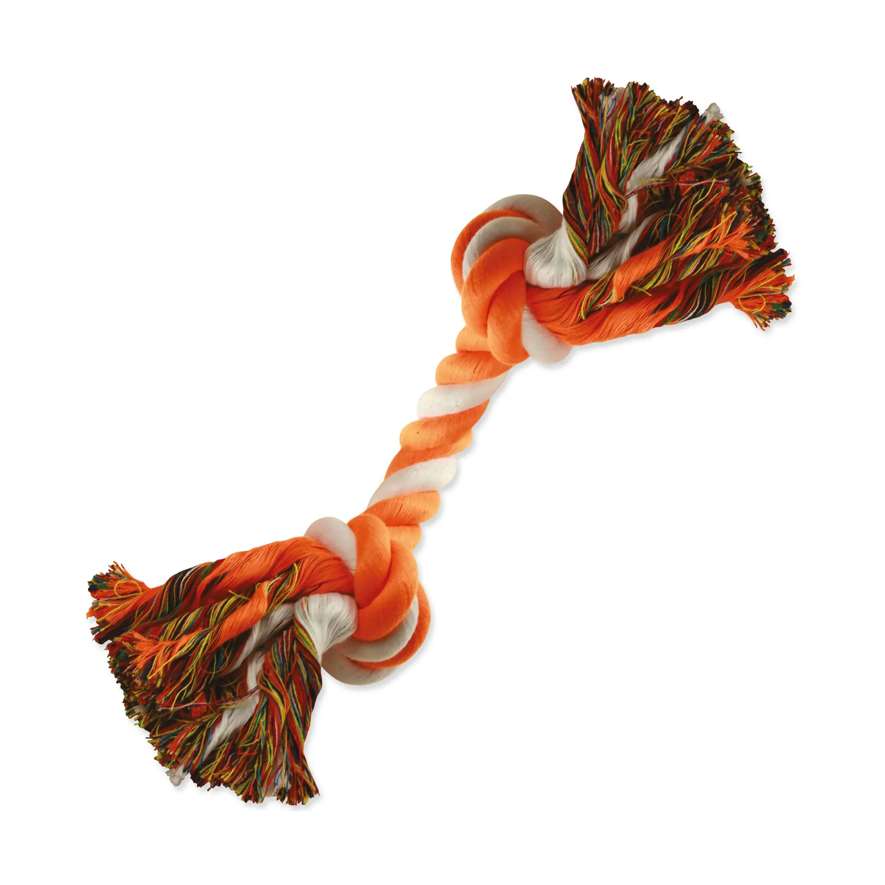 Dog Fantasy Hračka uzel bavlněný oranžovo-bílý 2 knoty 20 cm