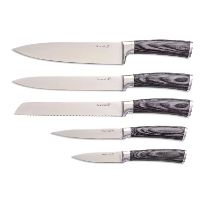 G21 Sada nožů Gourmet Rustic 5 ks + bambusový blok