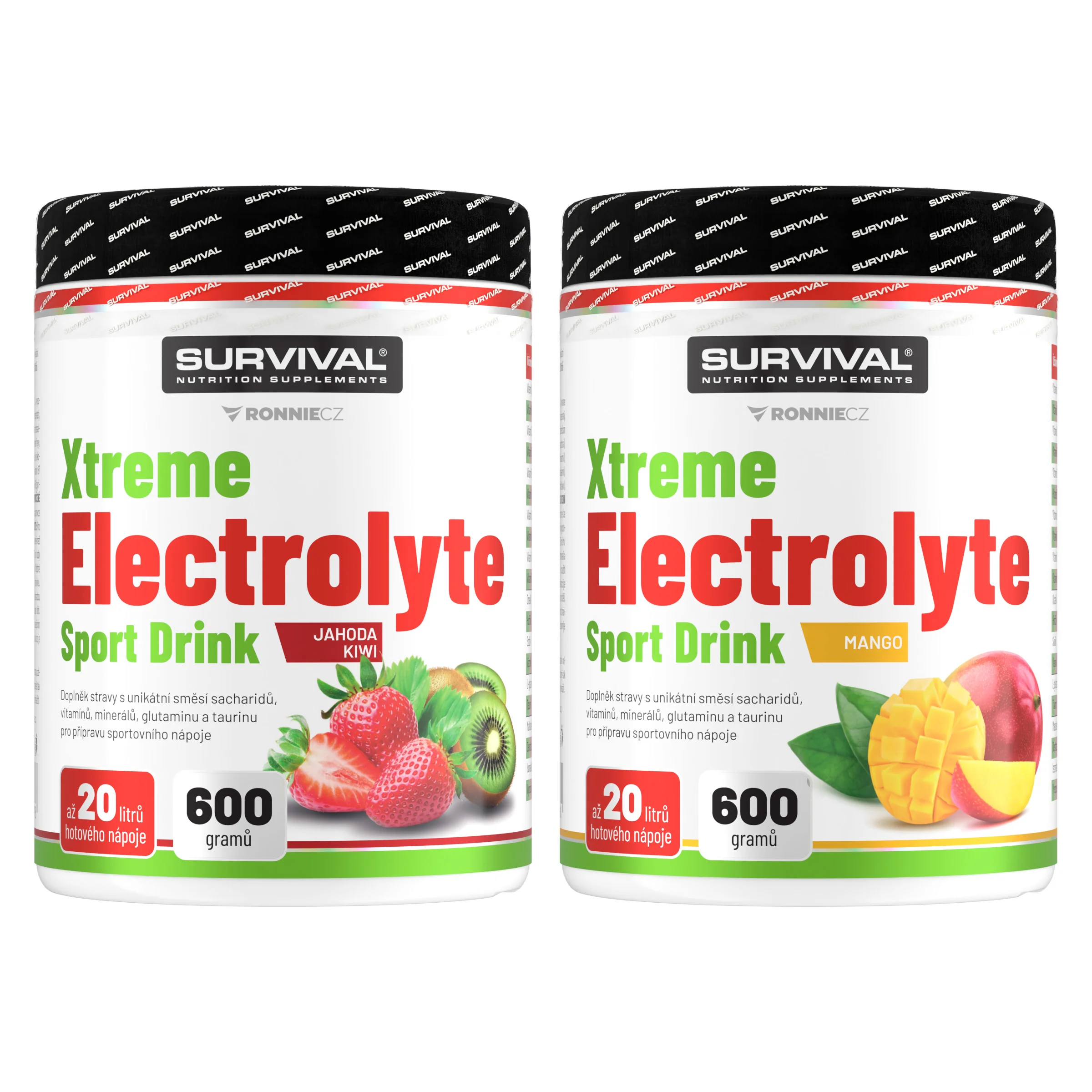 Survival Xtreme Electrolyte Sport Drink 600 g AKCE 1+1 jahoda-kiwi + mango AKCE 1+1 jahoda+mango