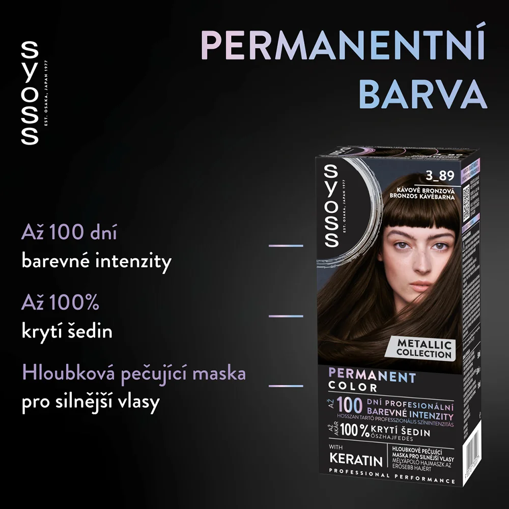 Syoss Metallic Collection Permanentní barva na vlasy 3-89 kávově bronzová 115 ml