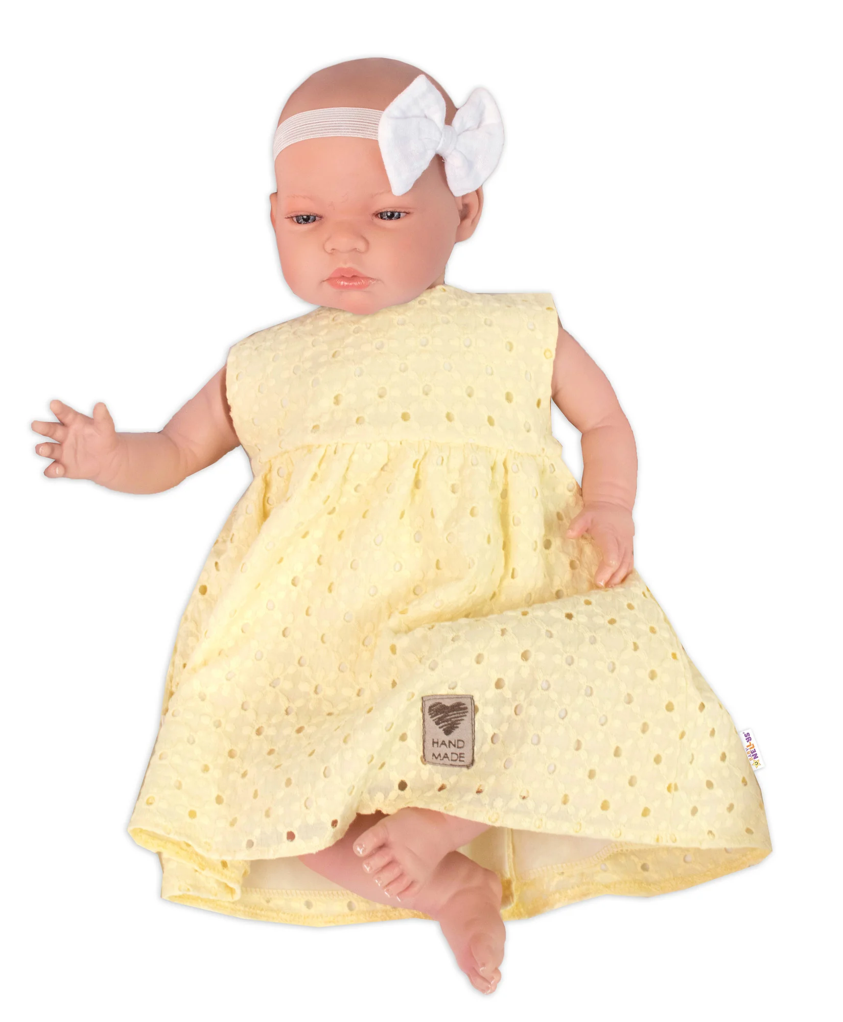 Baby Nellys Lehké Handmade šatičky Madeira, žluté, vel. 98 vel. 98