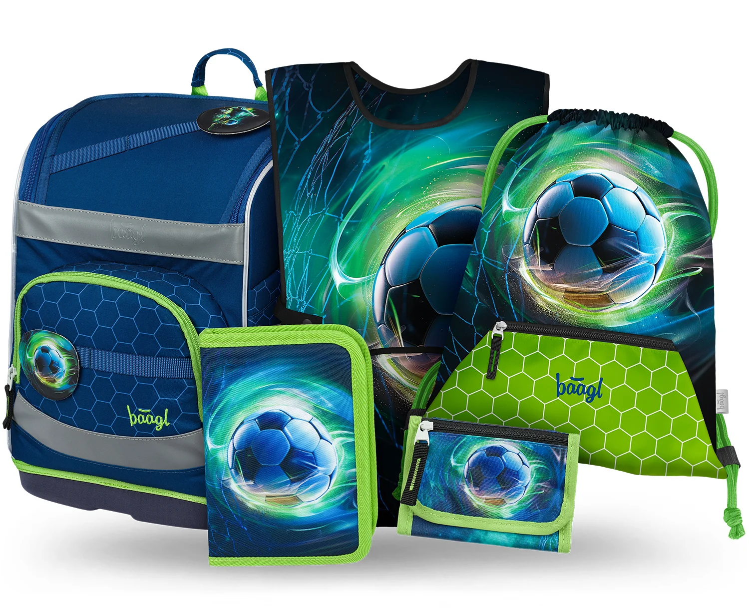 Baagl SET 5 Zippy Plus Fotbalový Míč: aktovka, penál, sáček, zástěra, peněženka