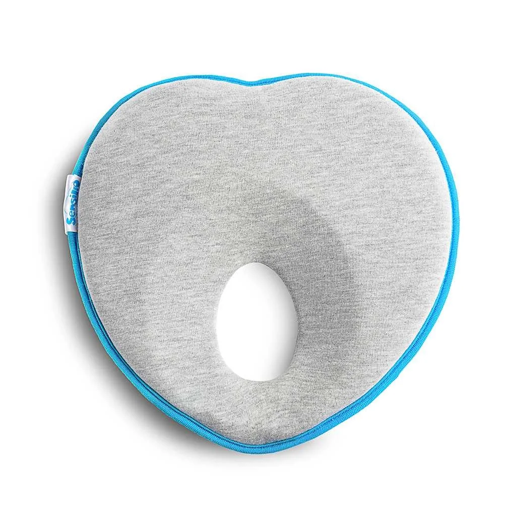 SENSILLO Ergonomický, tvarující polštářek pro miminko - šedý, tyrkys