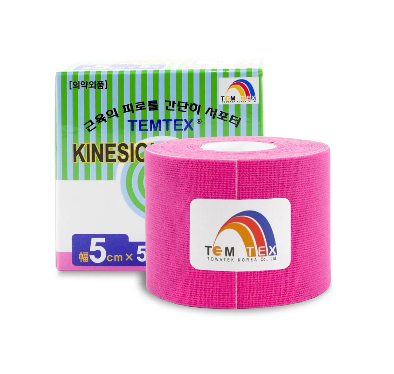 TEMTEX Kinesio tape 5 cm x 5 m tejpovací páska růžová