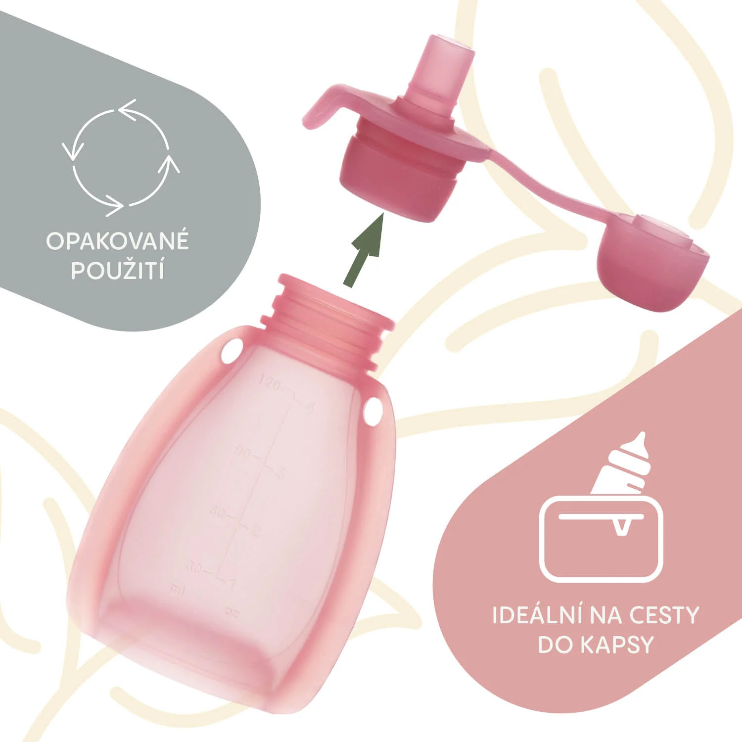 Zopa Silikonová plnitelná kapsička na dětskou stravu, Transparent Grey 3