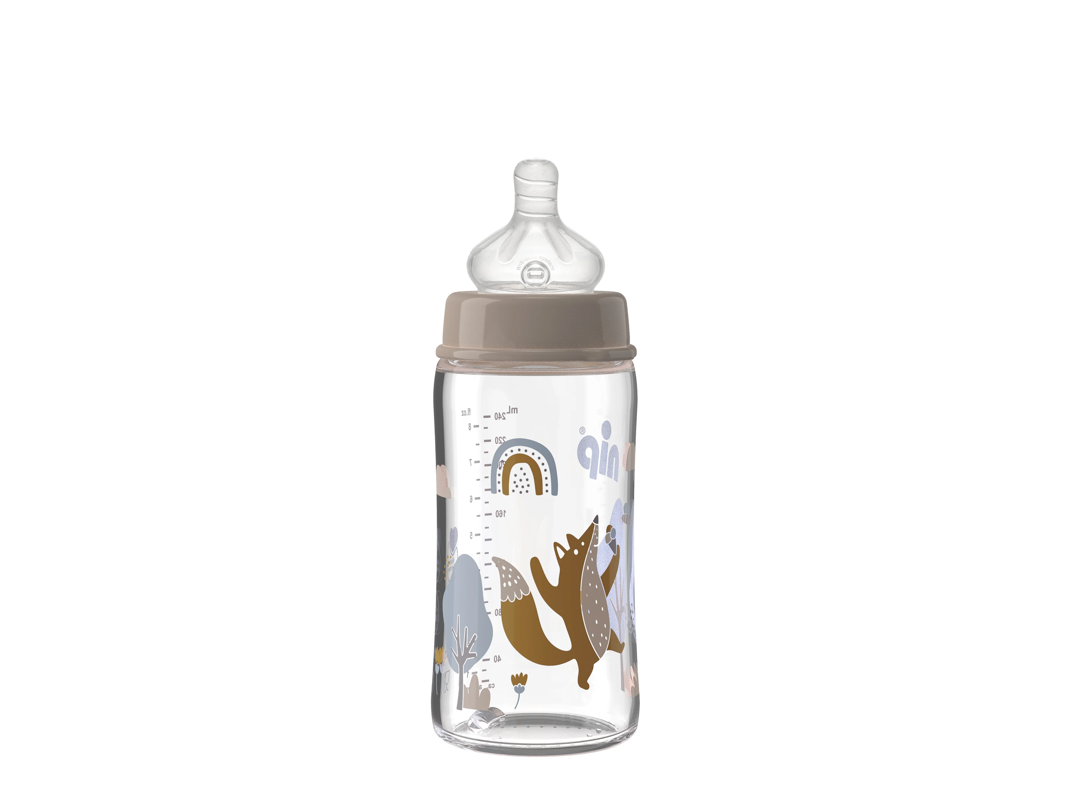 nip Láhev kojenecká sklo,široká,silkon-S,240ml,0m+,uni