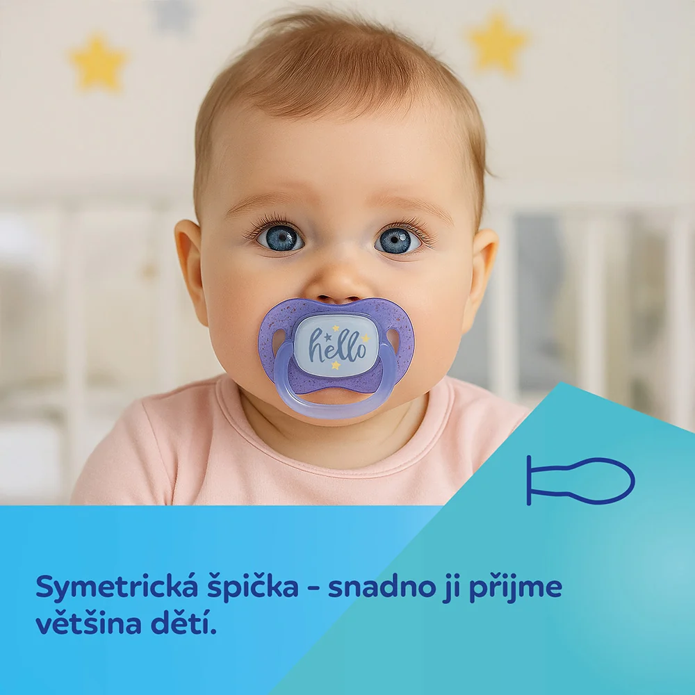 Canpol babies Svítící silikonový dudlík symetrický 18m+ 2 ks kluk