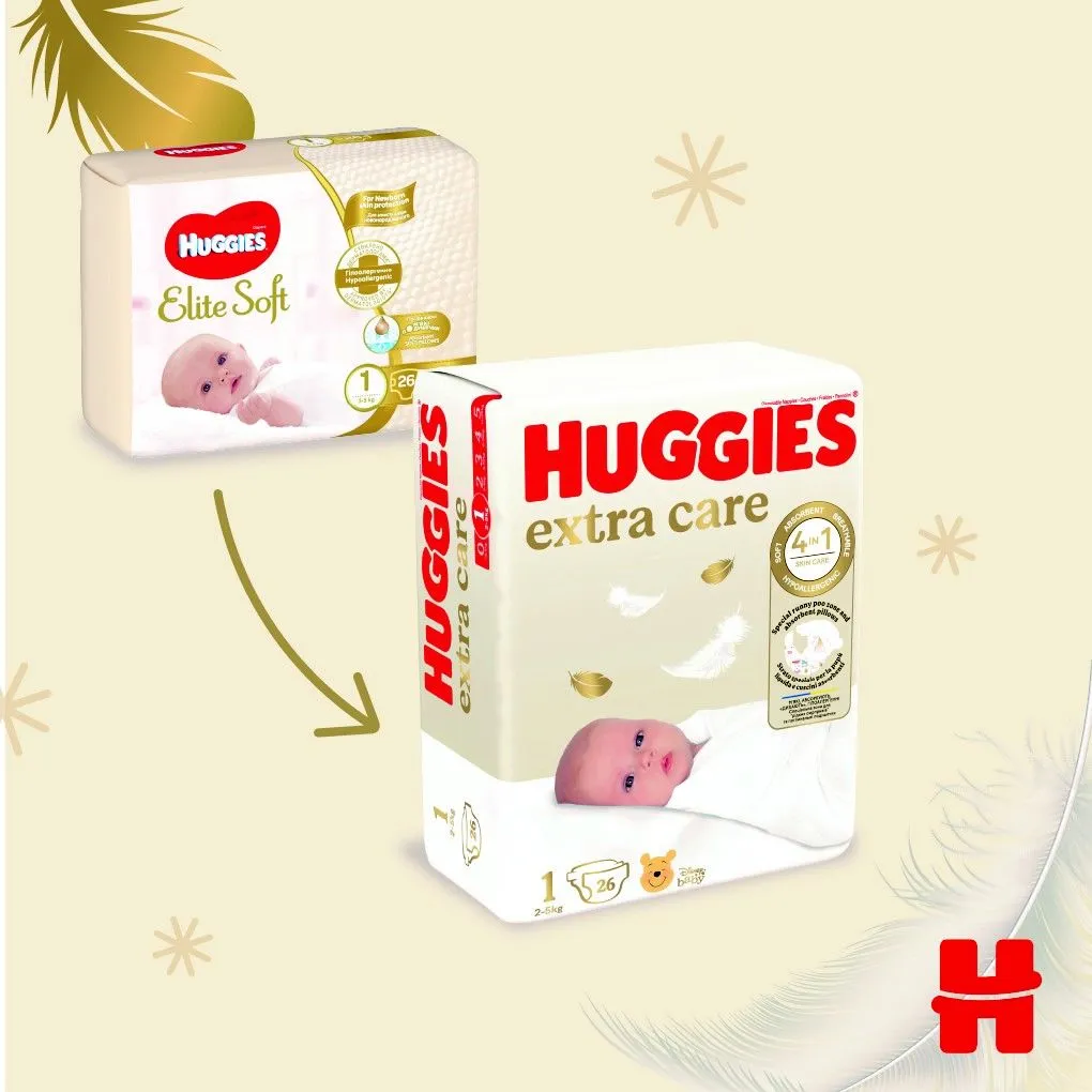 Huggies Elite Soft 1 2-5 kg dětské pleny 26 ks