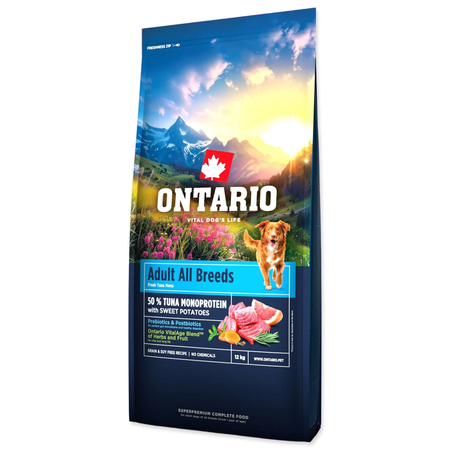 Ontario Krmivo Adult All Breeds Monoprotein Tuna & Sweet Potatoes 12kg