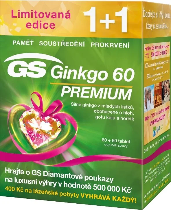 GS Ginkgo 60 Premium 60 + 60 tablet dárek 2017