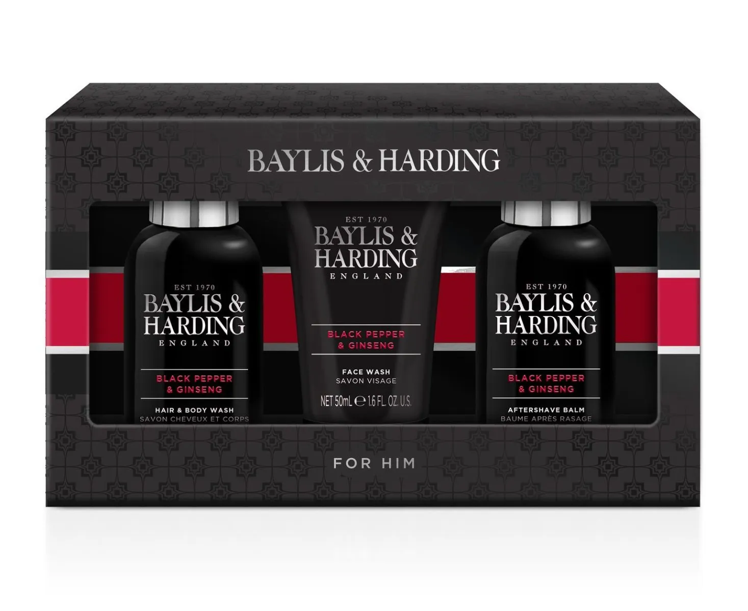 Baylis & Harding Pánská sada luxusní péče o tělo Black Pepper & Ginseng 3 ks