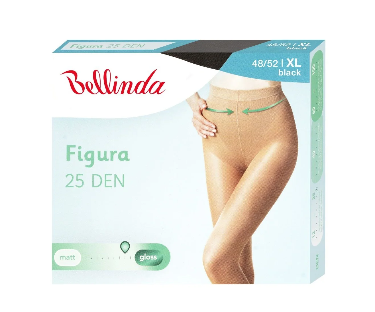 Bellinda Figura 25 DEN vel. XL stahovací punčochové kalhoty černé