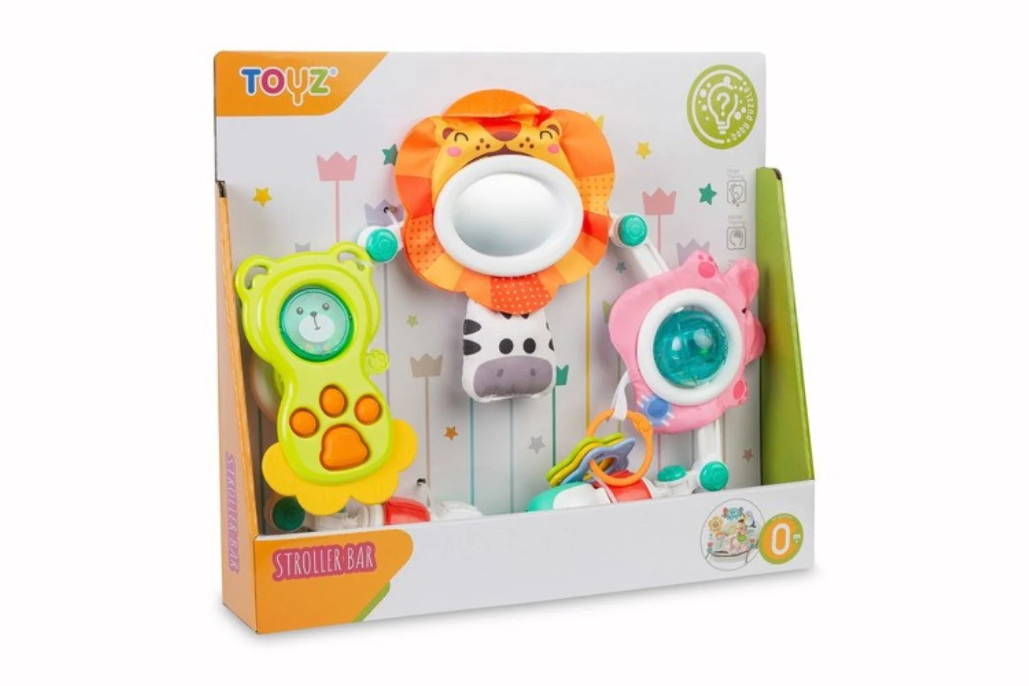 Toyz Senzorický oblouk Zebra – zrcátko, chrastítka, 0–18m