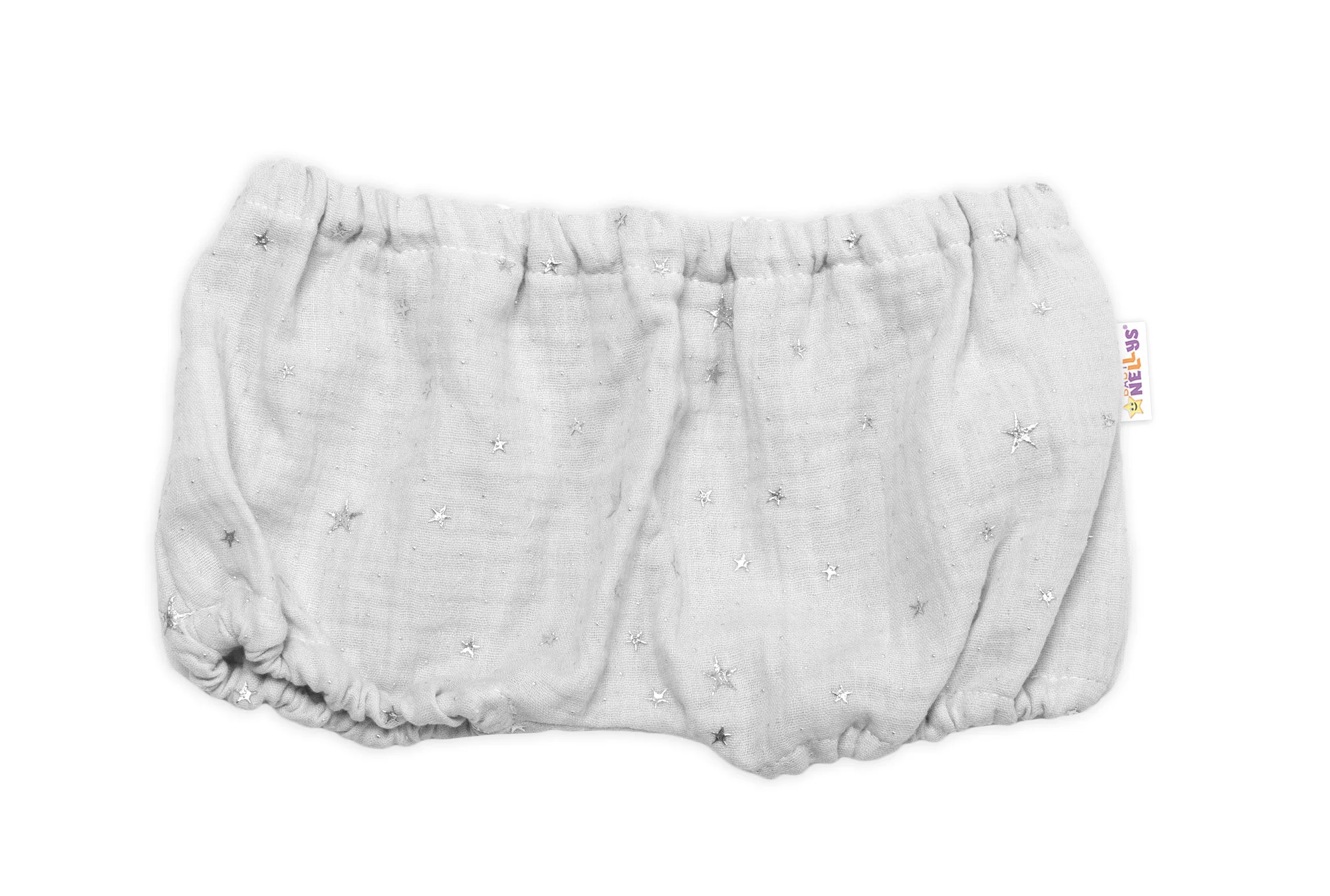 Baby Nellys Mušelínové letní kraťasky Stars, šedé, vel. 68/74 vel. 68/74