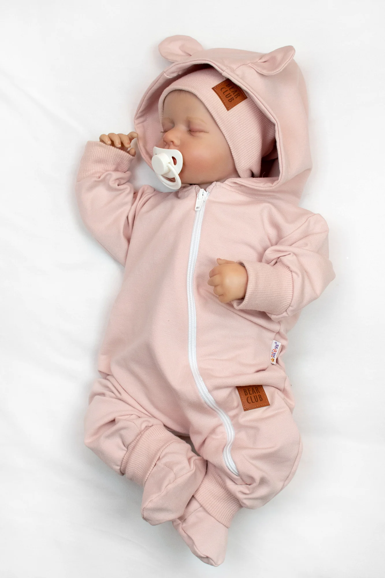 Baby Nellys Rostoucí overal pro miminko, čepice, botky, 3D, růžová,68/74