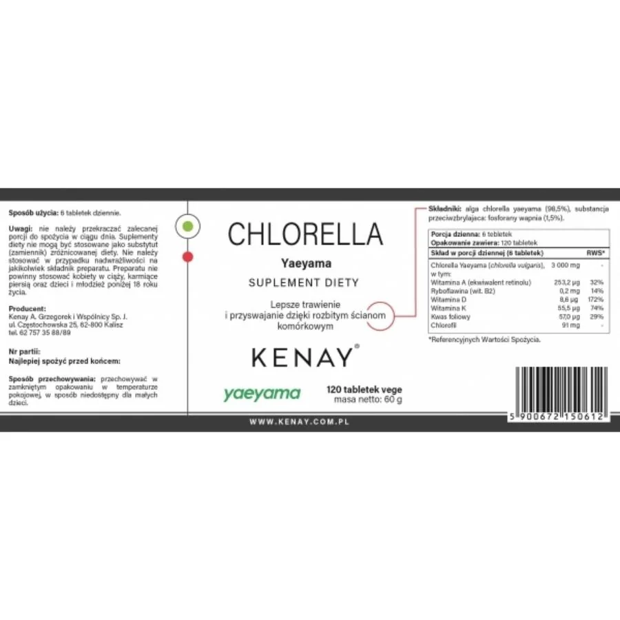 Kenay Chlorella Yaeyama chlorella vulgaris 120 tablet