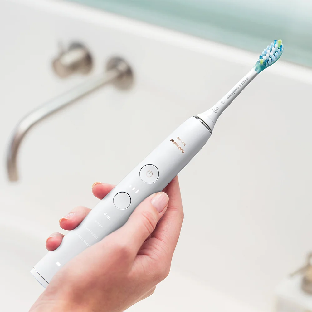 Philips Sonicare 9000 DiamondClean + PowerFlosser HX3886/41 sonický zubní kartáček + ústní sprcha 2 ks white
