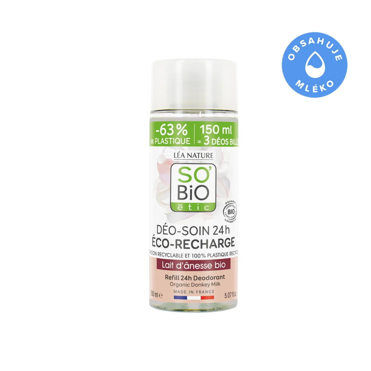 SO’BiO étic Náplň do deodorantu s oslím mlékem BIO roll-on 150 ml