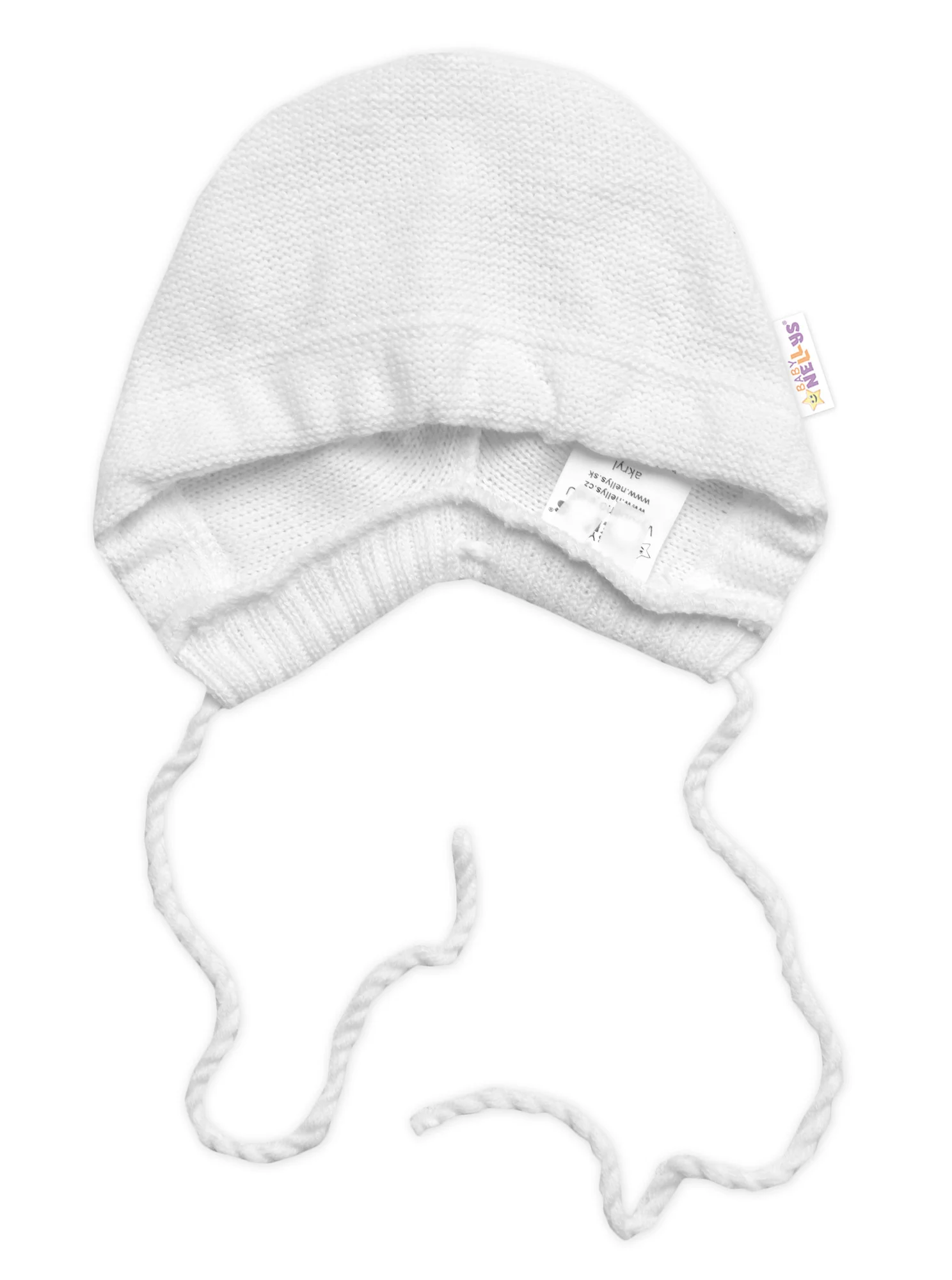 Baby Nellys Pletená čepička bonetka Boy, bílá, 68/74