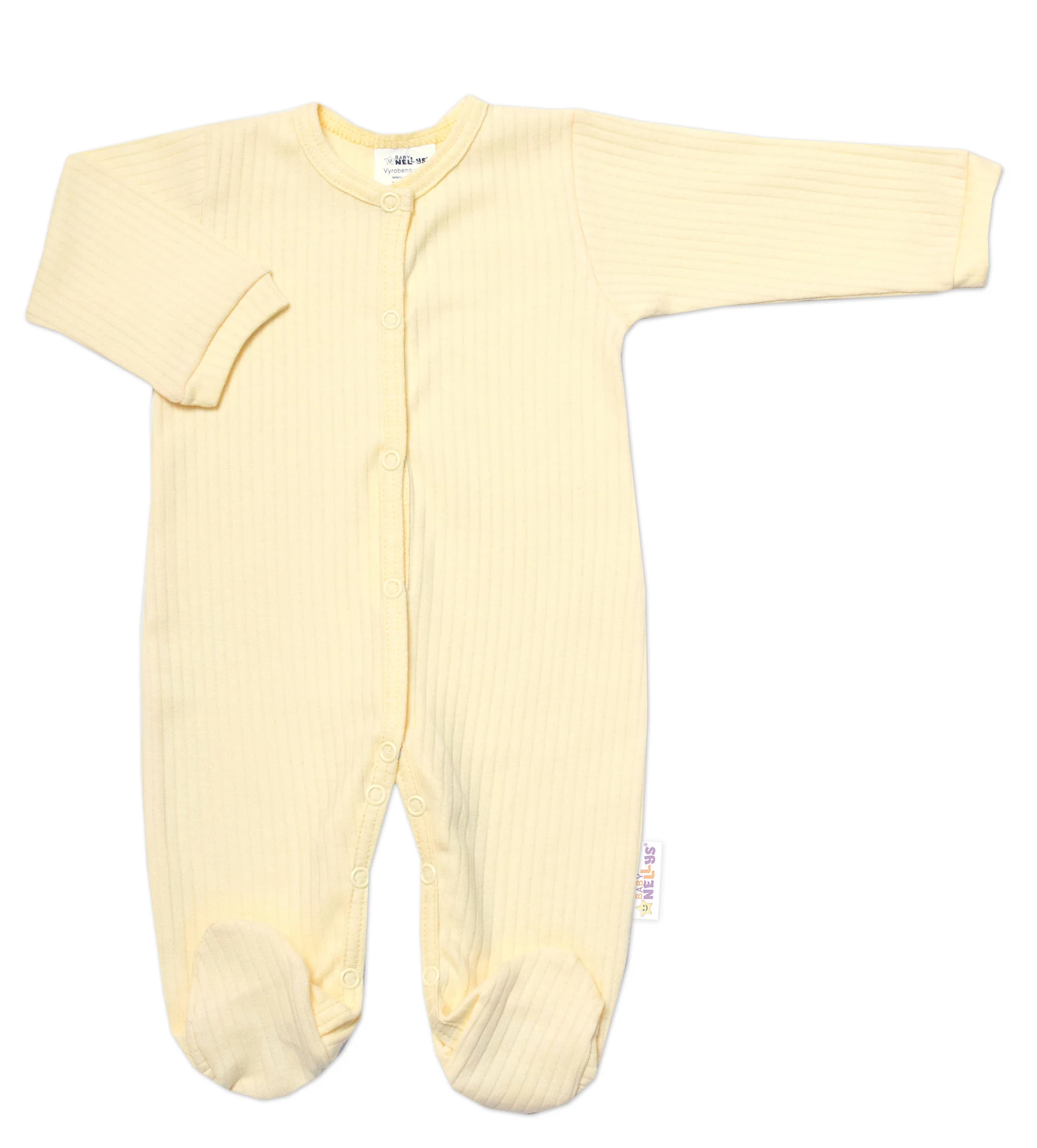 Baby Nellys Praktická 5-dílná žebrovaná soupravička do porodnice BOY, žlutá vel. 68